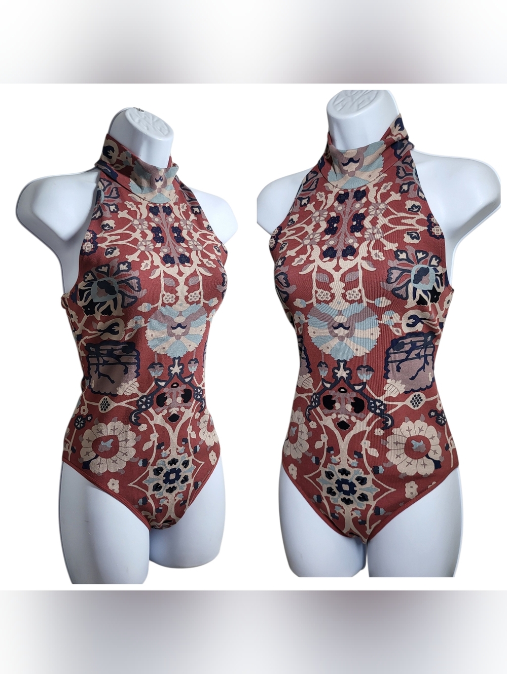 FP Intimately Body — Printed High-Neck Bodysuit in Dusty Pink-Brown - Picture 4 of 16